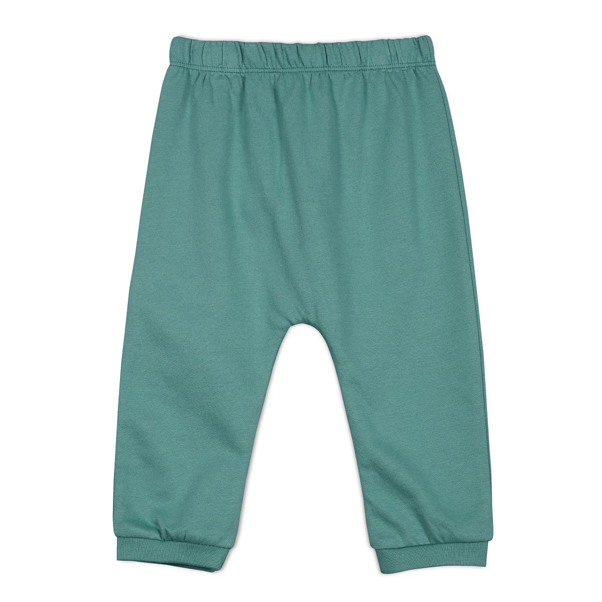 Girls Cotton Pack Of 2 Checked & Solid Knit Bottoms - Teal Green & Pink