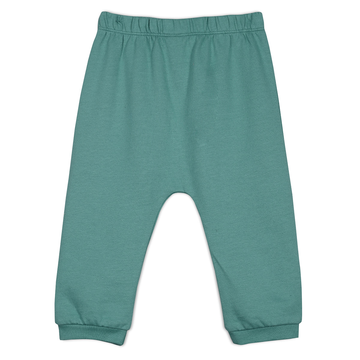 Girls Cotton Pack Of 2 Checked & Solid Knit Bottoms - Teal Green & Pink