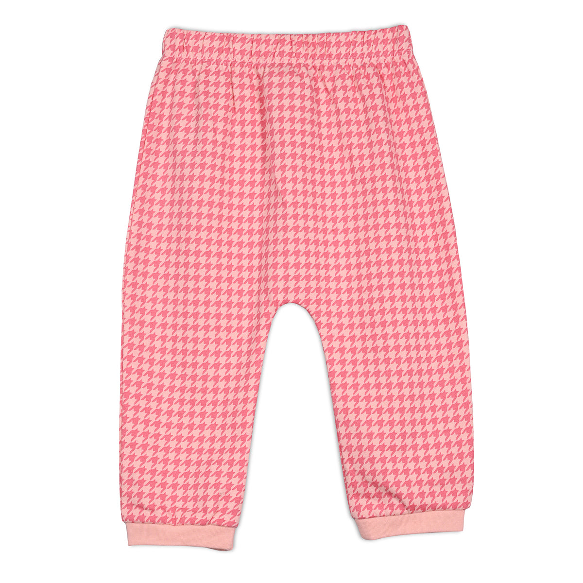 Girls Cotton Pack Of 2 Checked & Solid Knit Bottoms - Teal Green & Pink