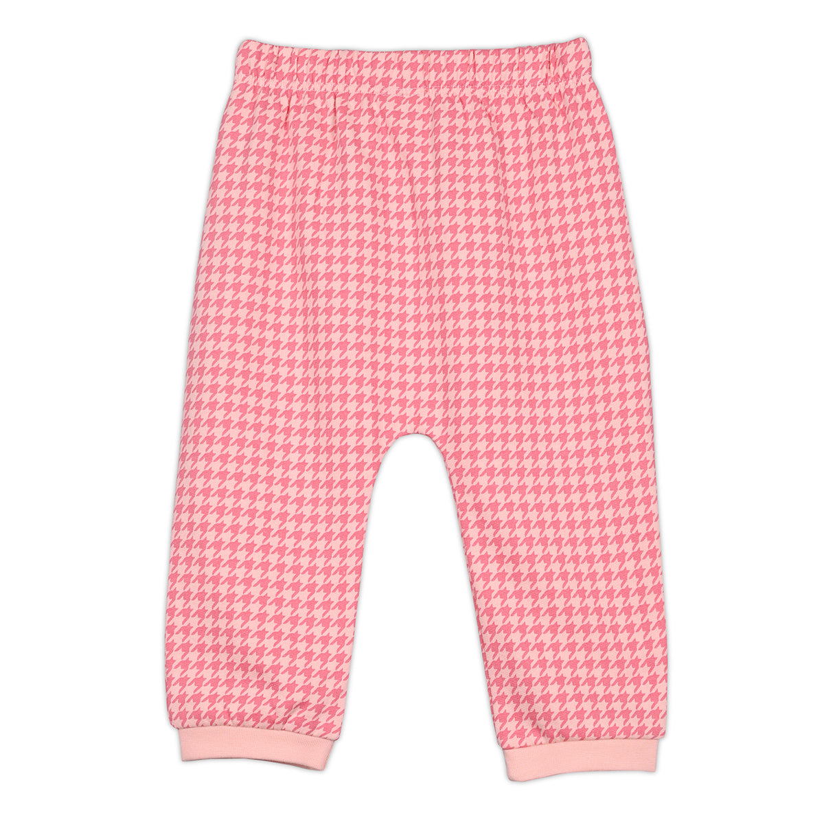 Girls Cotton Pack Of 2 Checked & Solid Knit Bottoms - Teal Green & Pink