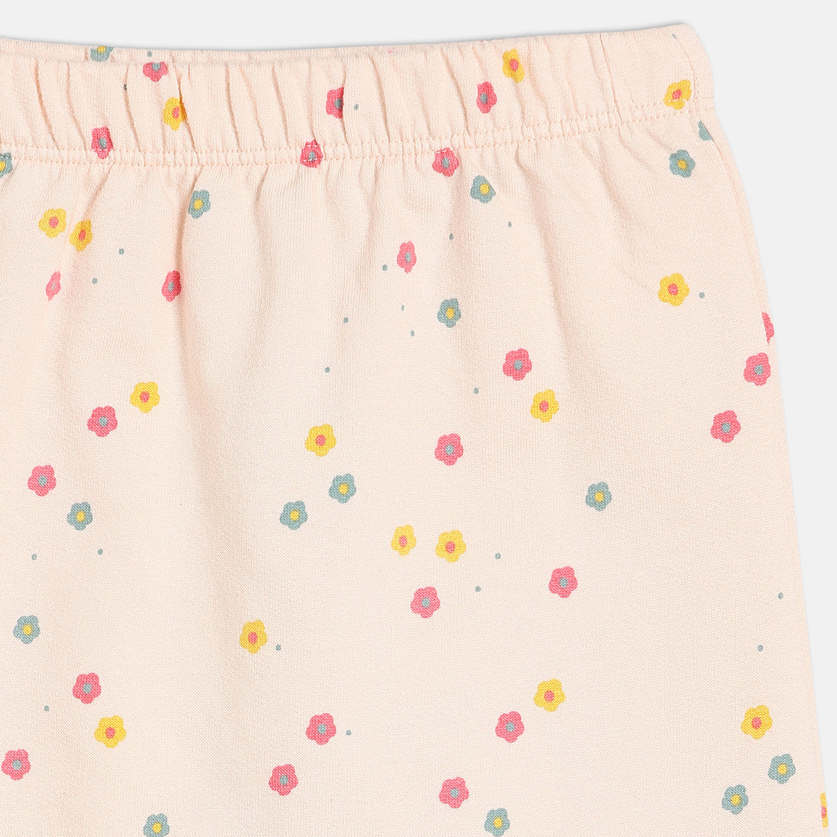 Girls Cotton Pack Of 2 Floral Printed Knit Bottoms - Yellow & Peach