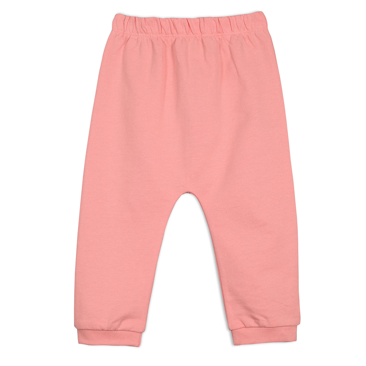 Girls Cotton Pack Of 2 Floral Printed & Solid Knit Bottoms - Peach