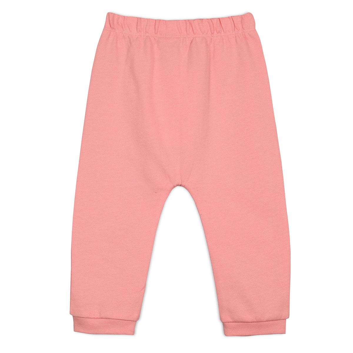 Girls Cotton Pack Of 2 Floral Printed & Solid Knit Bottoms - Peach