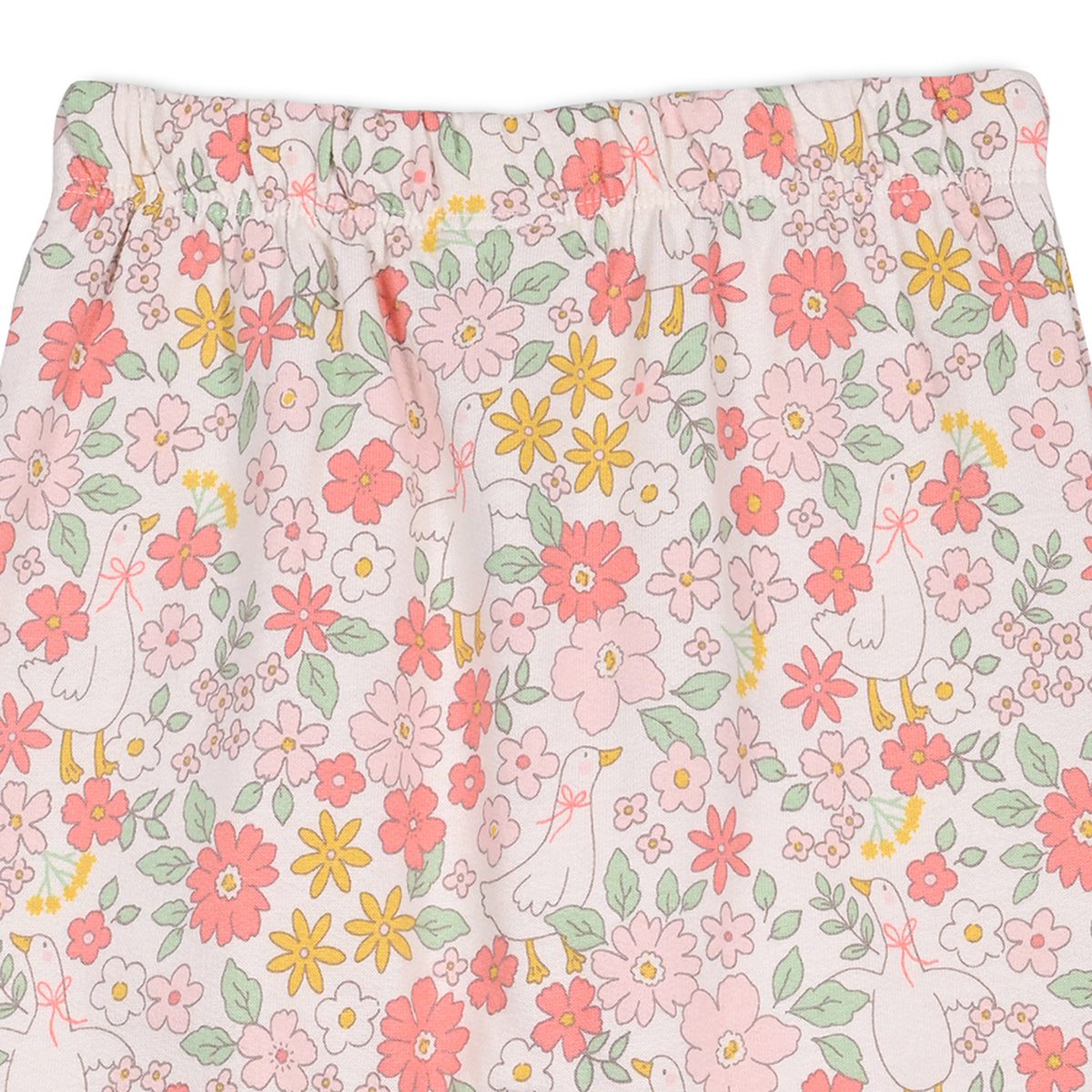 Girls Cotton Pack Of 2 Floral Printed & Solid Knit Bottoms - Peach