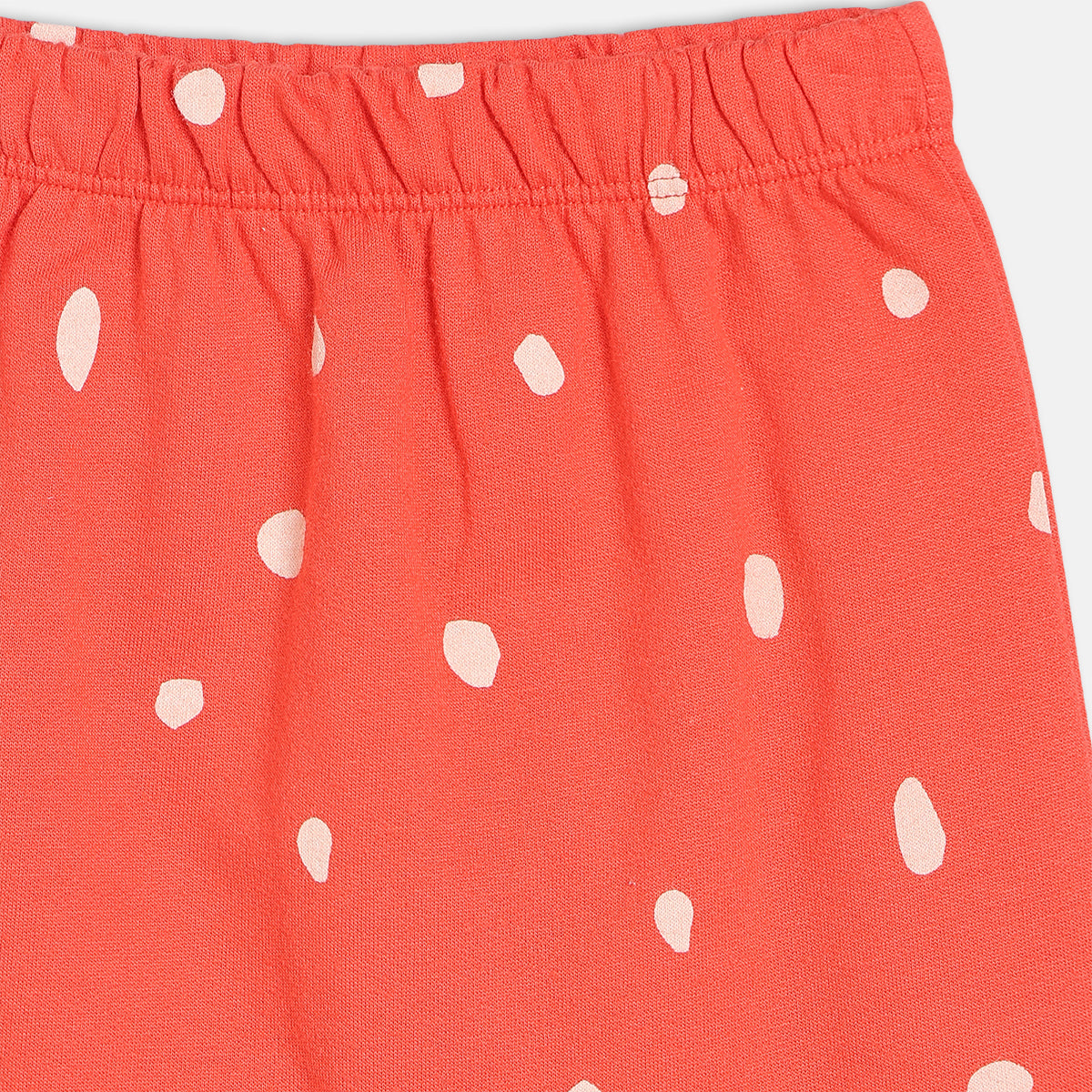 Girls Cotton Pack Of 2 Animal & Polka Dots Printed & Knit Bottoms - Coral & Mint Green
