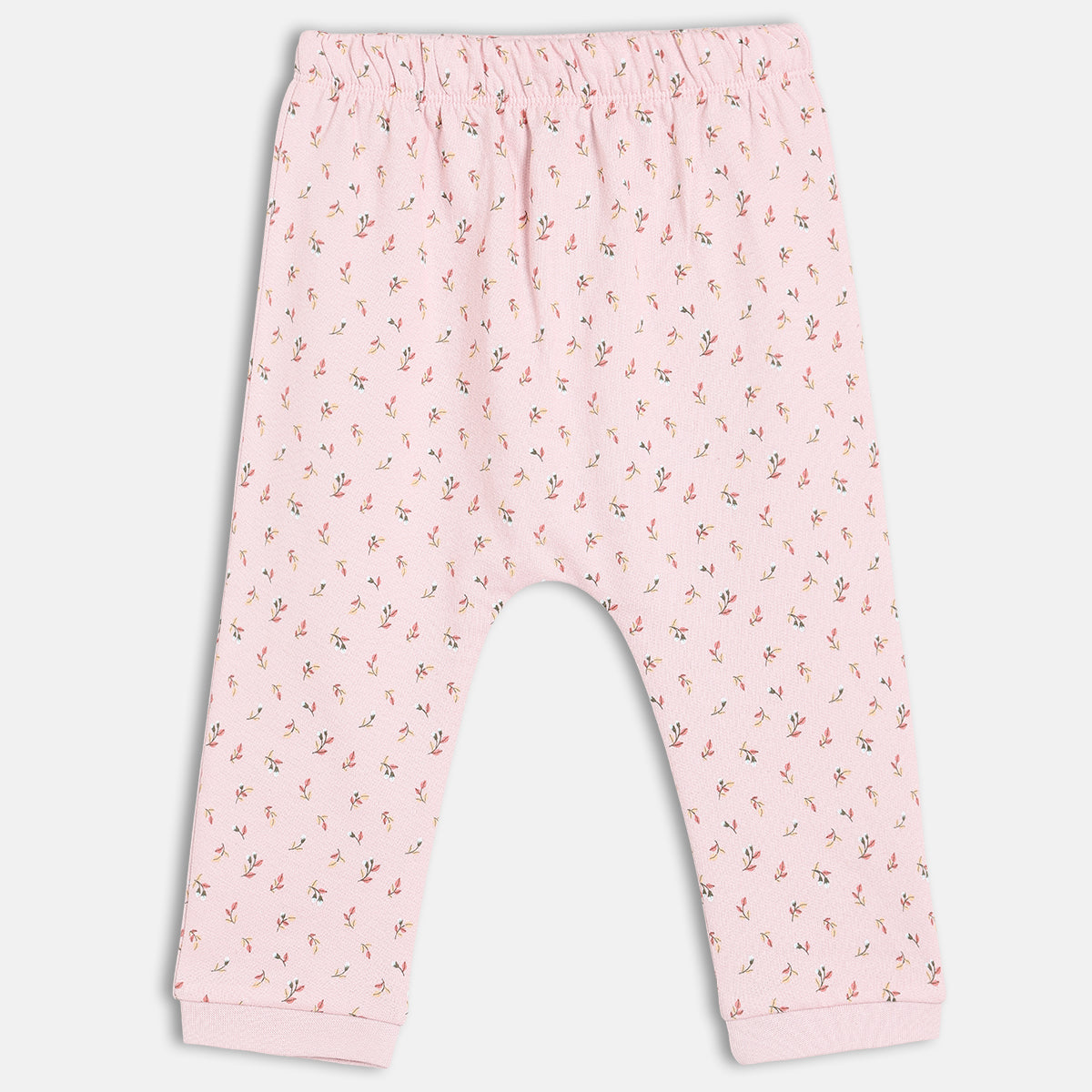 Girls Cotton Pack Of 2 Floral Printed Knit Bottoms - White & Pink
