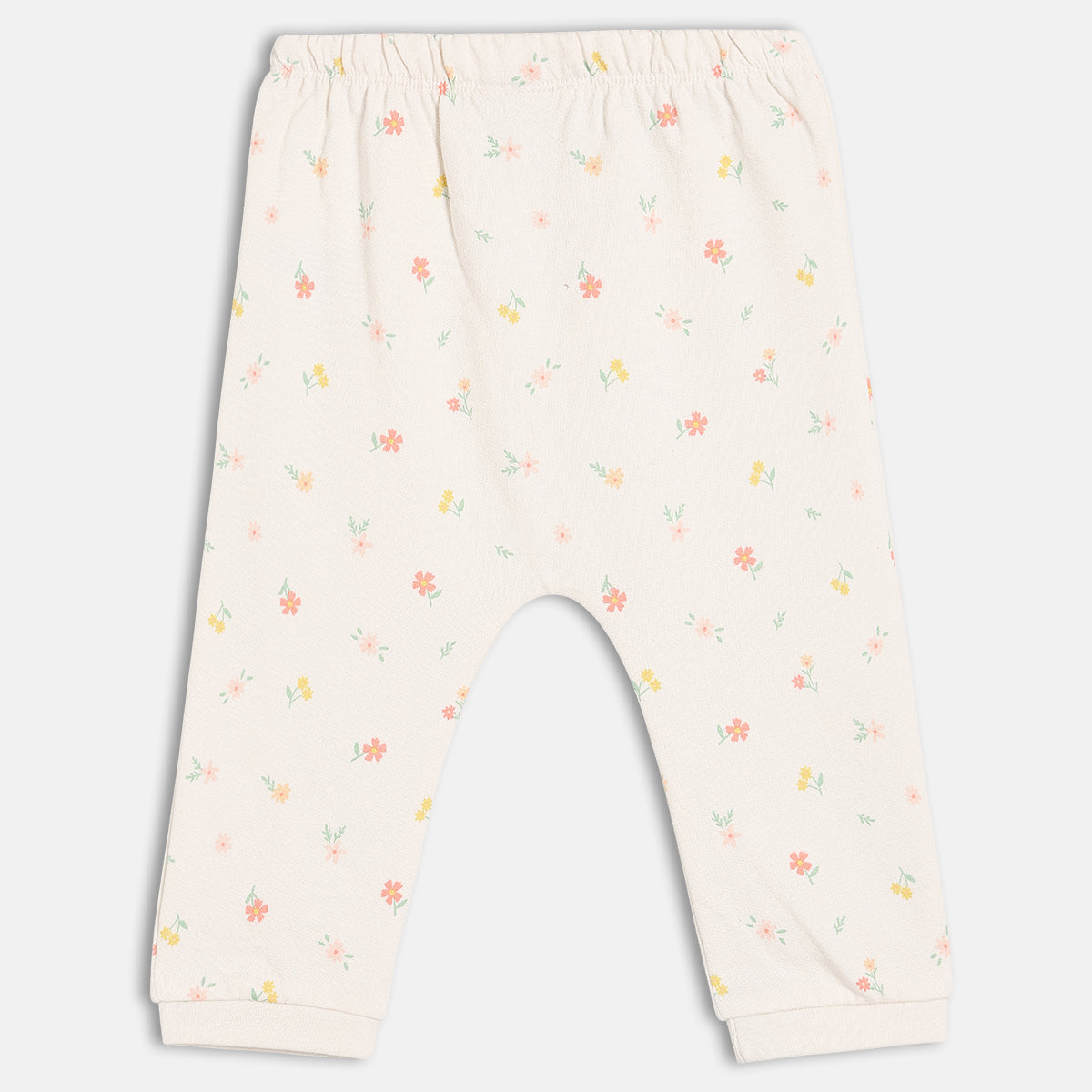 Girls Cotton Pack Of 2 Floral Printed Knit Bottoms - White & Pink