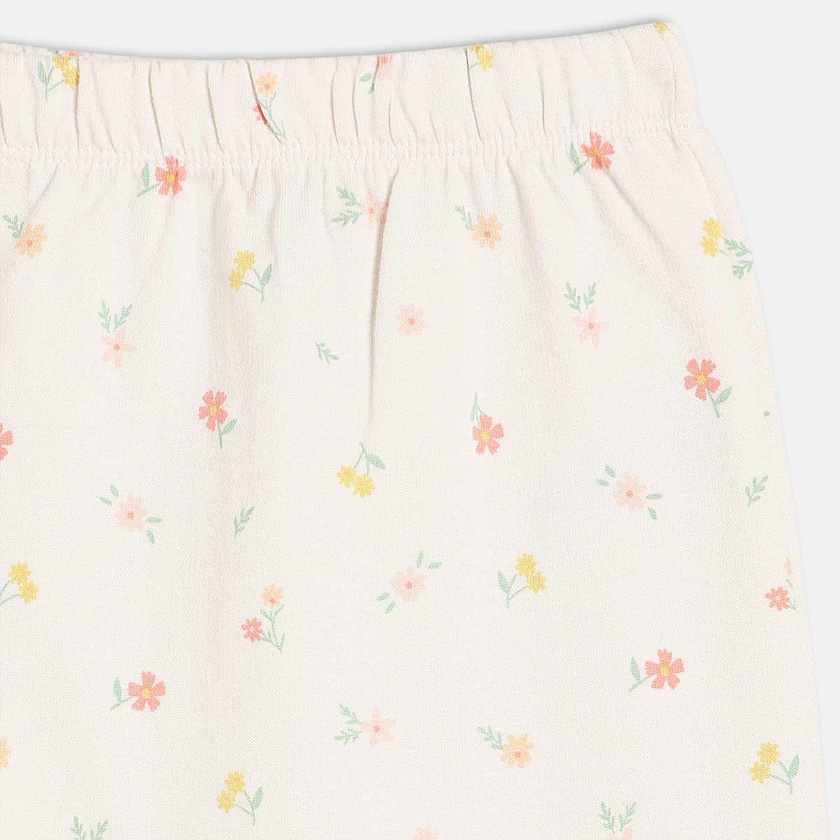 Girls Cotton Pack Of 2 Floral Printed Knit Bottoms - White & Pink