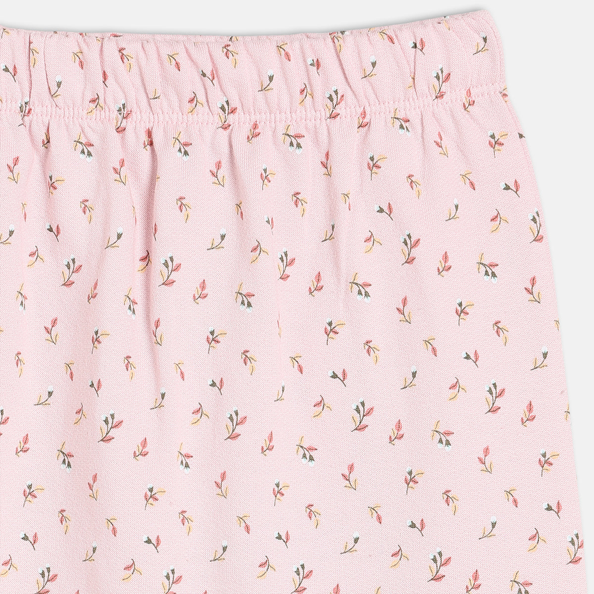 Girls Cotton Pack Of 2 Floral Printed Knit Bottoms - White & Pink