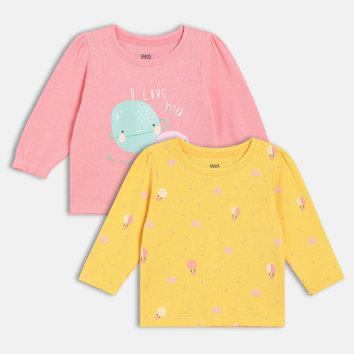 Girls Yellow/Pink Front Open Full Sleeve Knit Top