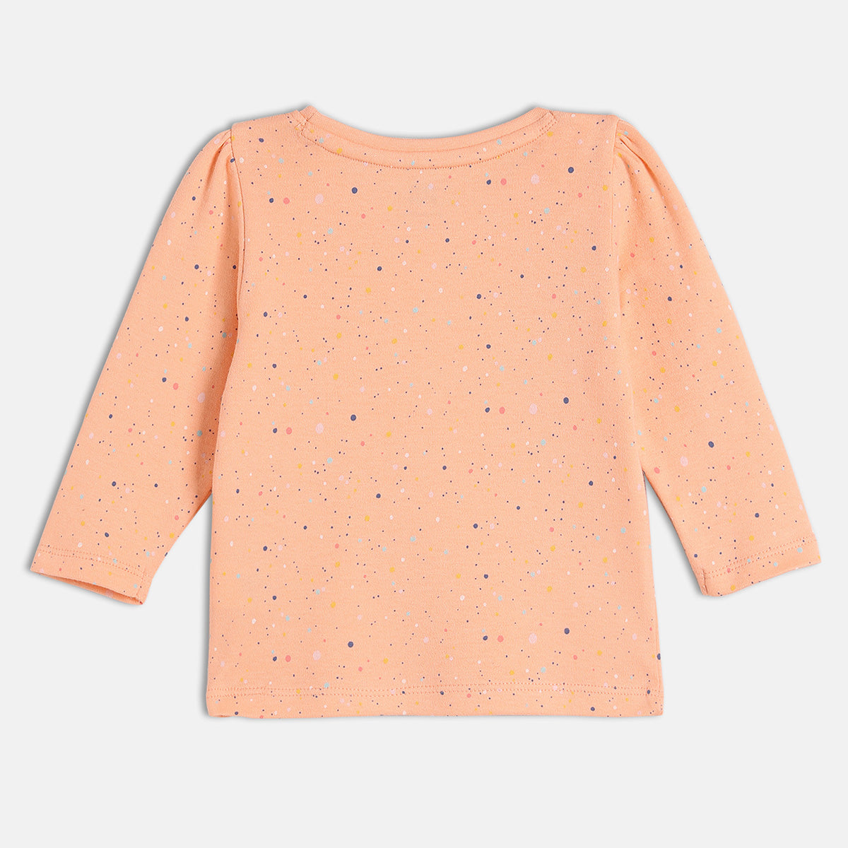 Girls Navy/Peach Round Neck Full Sleeve Knit Top