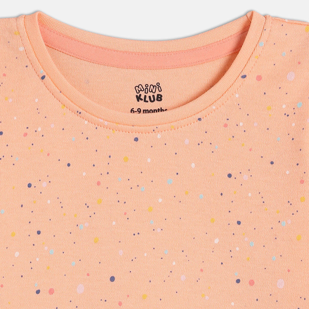Girls Navy/Peach Round Neck Full Sleeve Knit Top