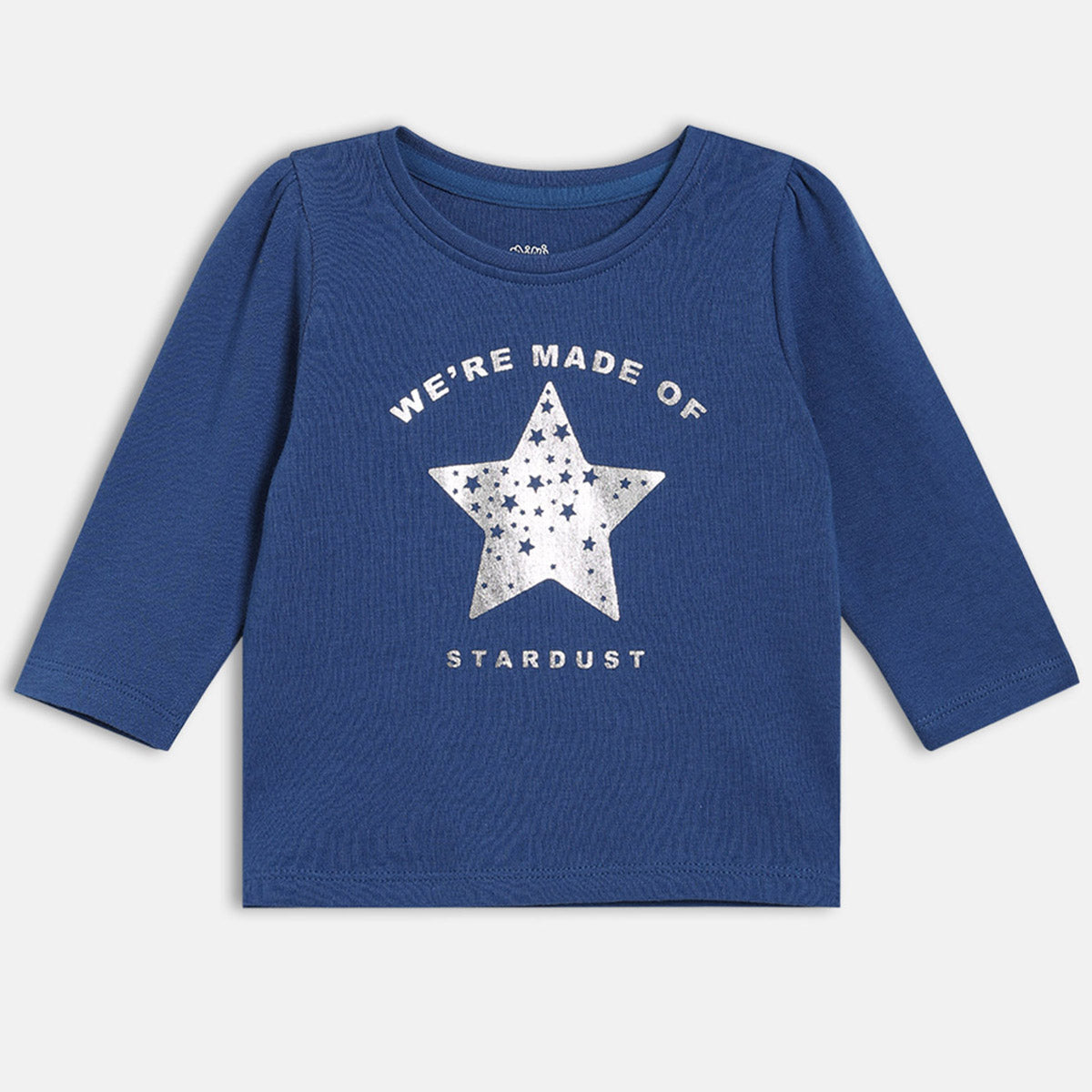 Girls Cotton Pack Of 2 Full Sleeves Text Printed Top - Blue & Peach