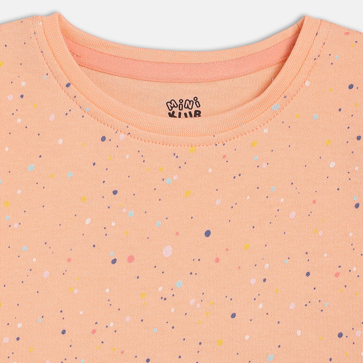 Girls Navy/Peach Round Neck Full Sleeve Knit Top
