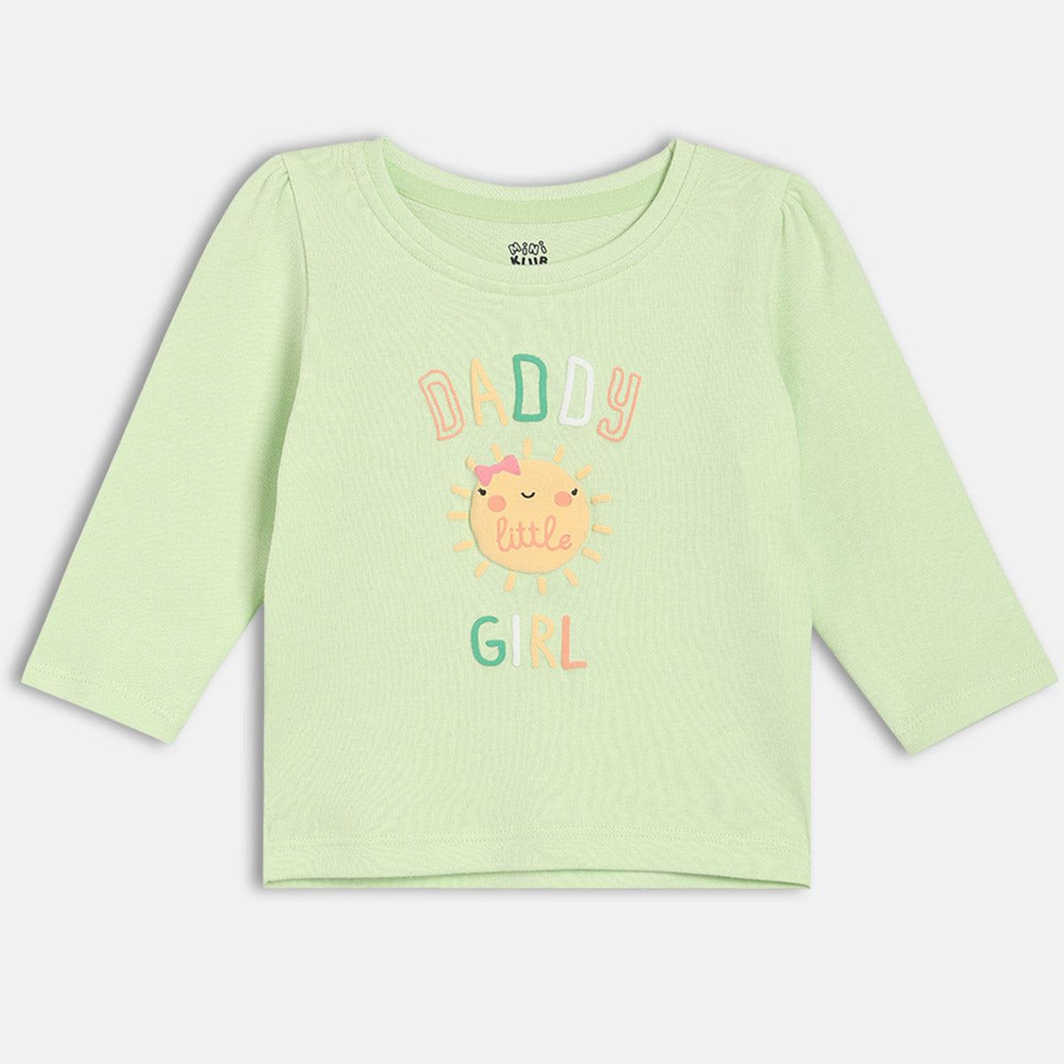 Girls Green/Pink Round Neck Full Sleeve Knit Top