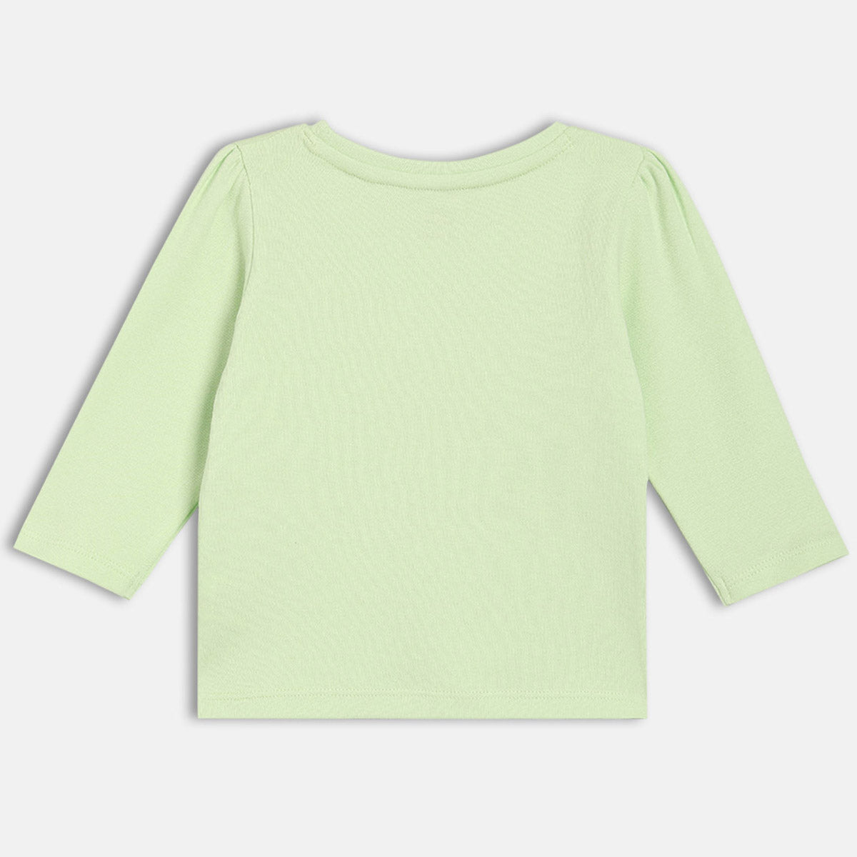 Girls Green/Pink Round Neck Full Sleeve Knit Top