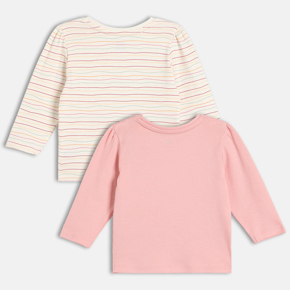 Girls Multi/Pink Round Neck Full Sleeve Knit Top