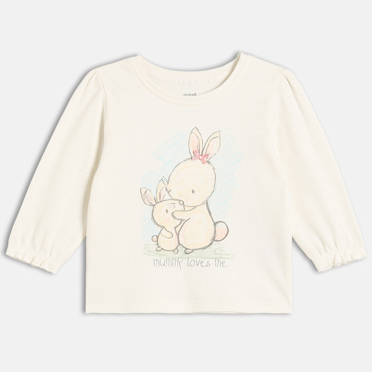 Girls Cotton Pack Of 2 Full Sleeves Animal Printed Knit Tops - Yellow & Off-White