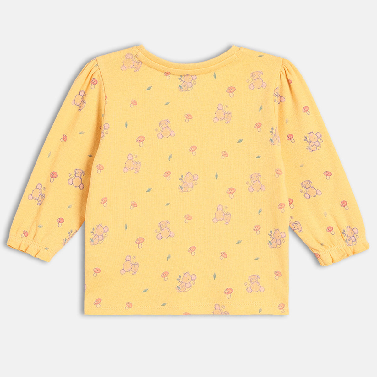 Girls Cotton Pack Of 2 Full Sleeves Animal Printed Knit Tops - Yellow & Off-White