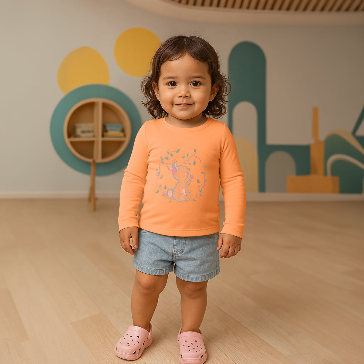 Pink/Orange Newborn Girls Round Neck Full Sleeve Knit Top