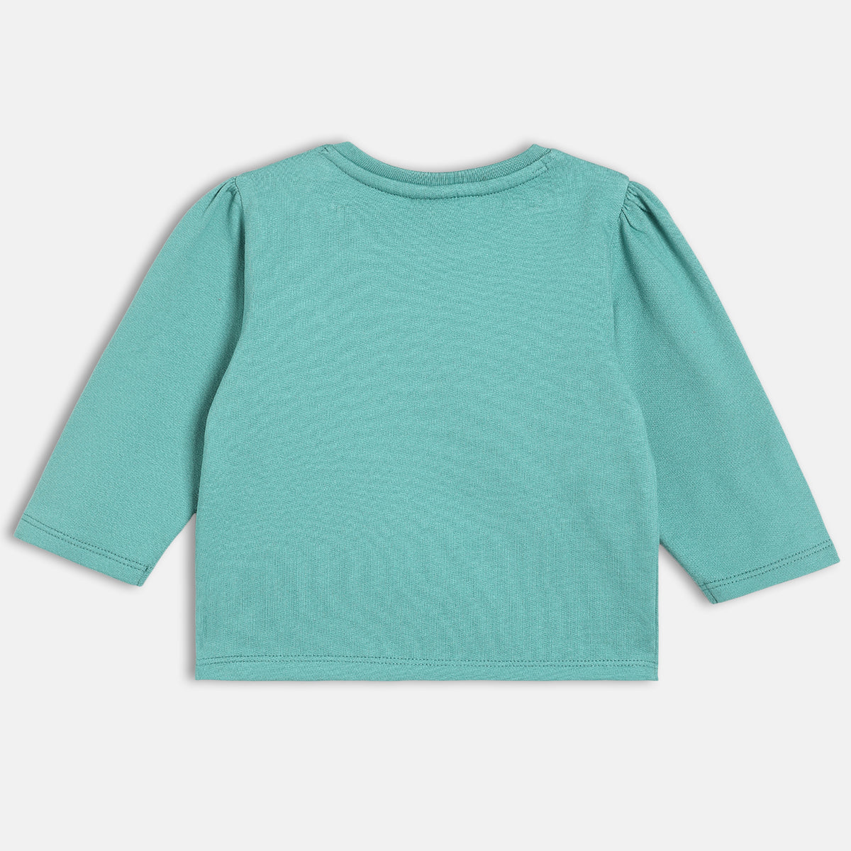 Girls Cotton Pack Of 2 Full Sleeves Geometric & Floral Printed Knit Tops -Teal Green & Pink