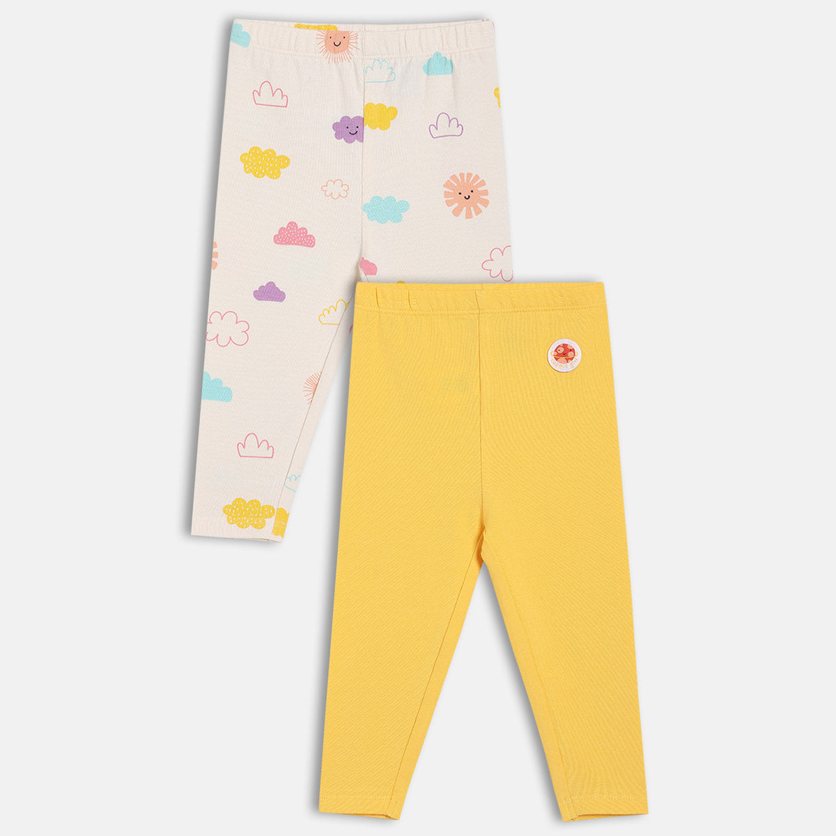 Girls Multi/Yellow Elasticated Full Length Leggings