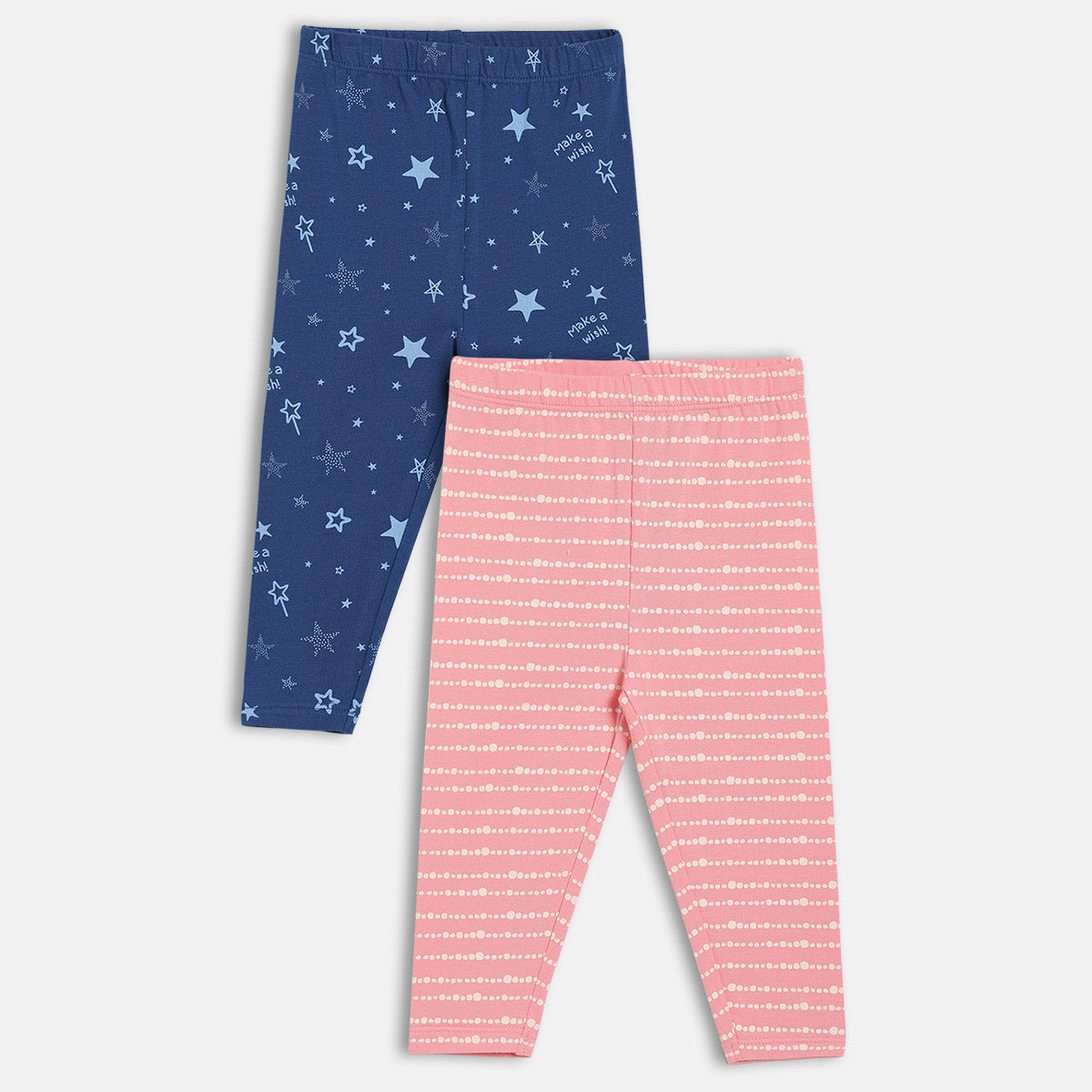 Girls Pink/Blue Elasticated Full Length Leggings