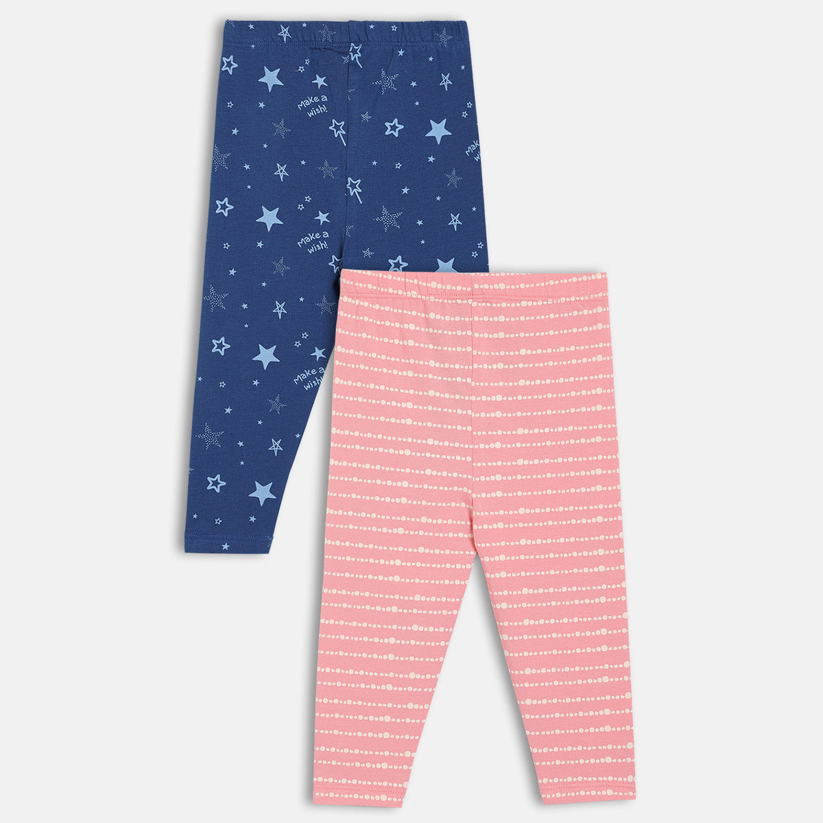 Girls Pink/Blue Elasticated Full Length Leggings