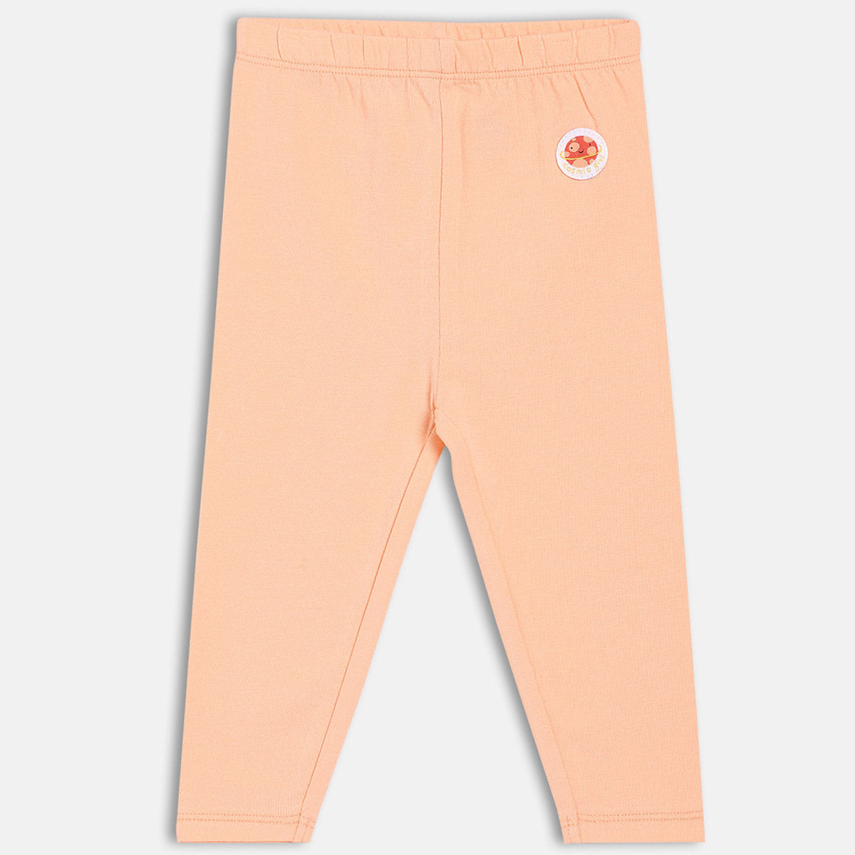 Girls Green/Peach Solid & Star Printed Leggings