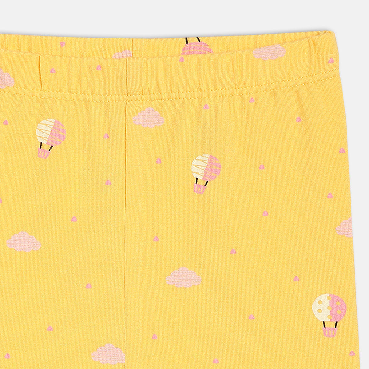 Girls Yellow/Pink Front Open Solid & Hot Balloon Printed Leggings