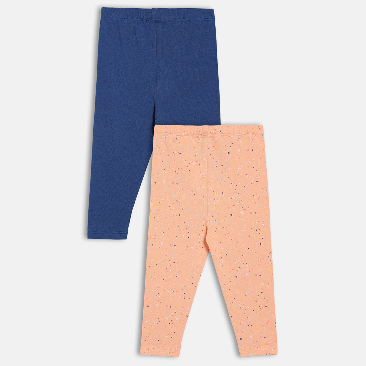 Girls Navy/Peach Elasticated Full Length Leggings
