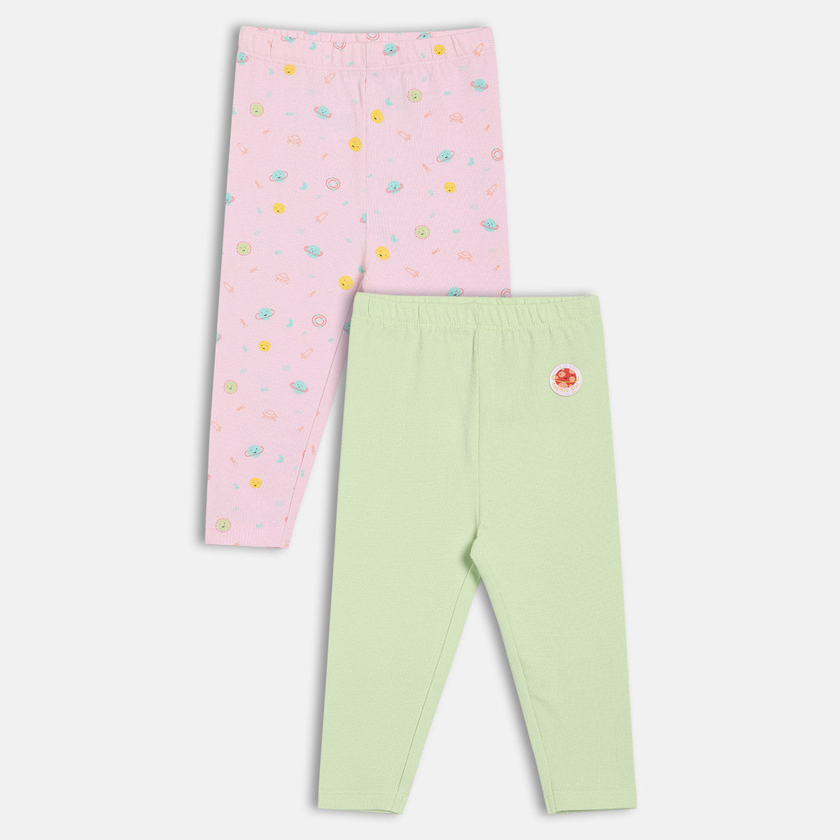 Girls Green/Pink Elasticated Full Length Leggings