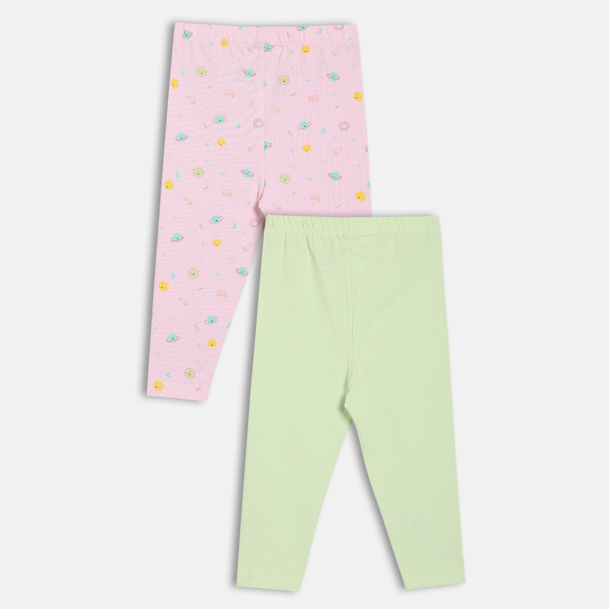 Girls Green/Pink Elasticated Full Length Leggings