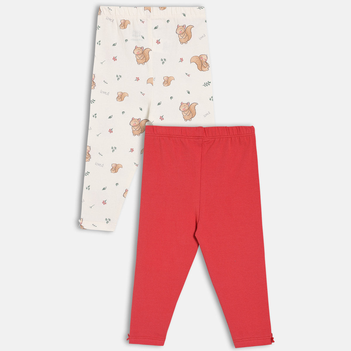 Girls White/Red Elasticated Full Length Leggings