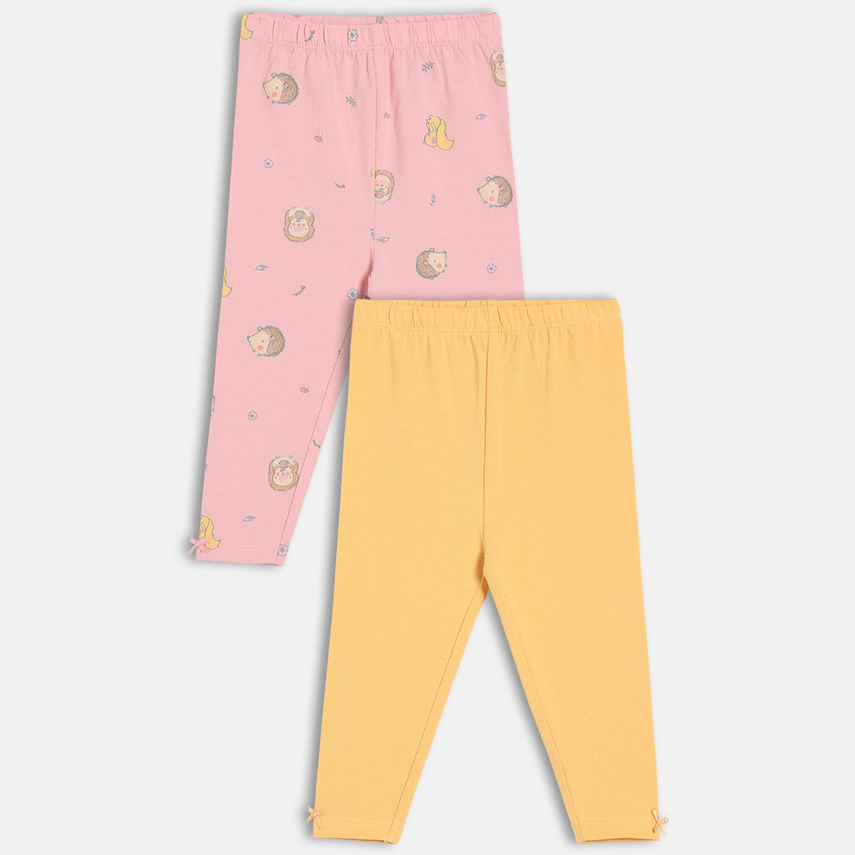 Girls Pink/Yellow Elasticated Full Length Leggings