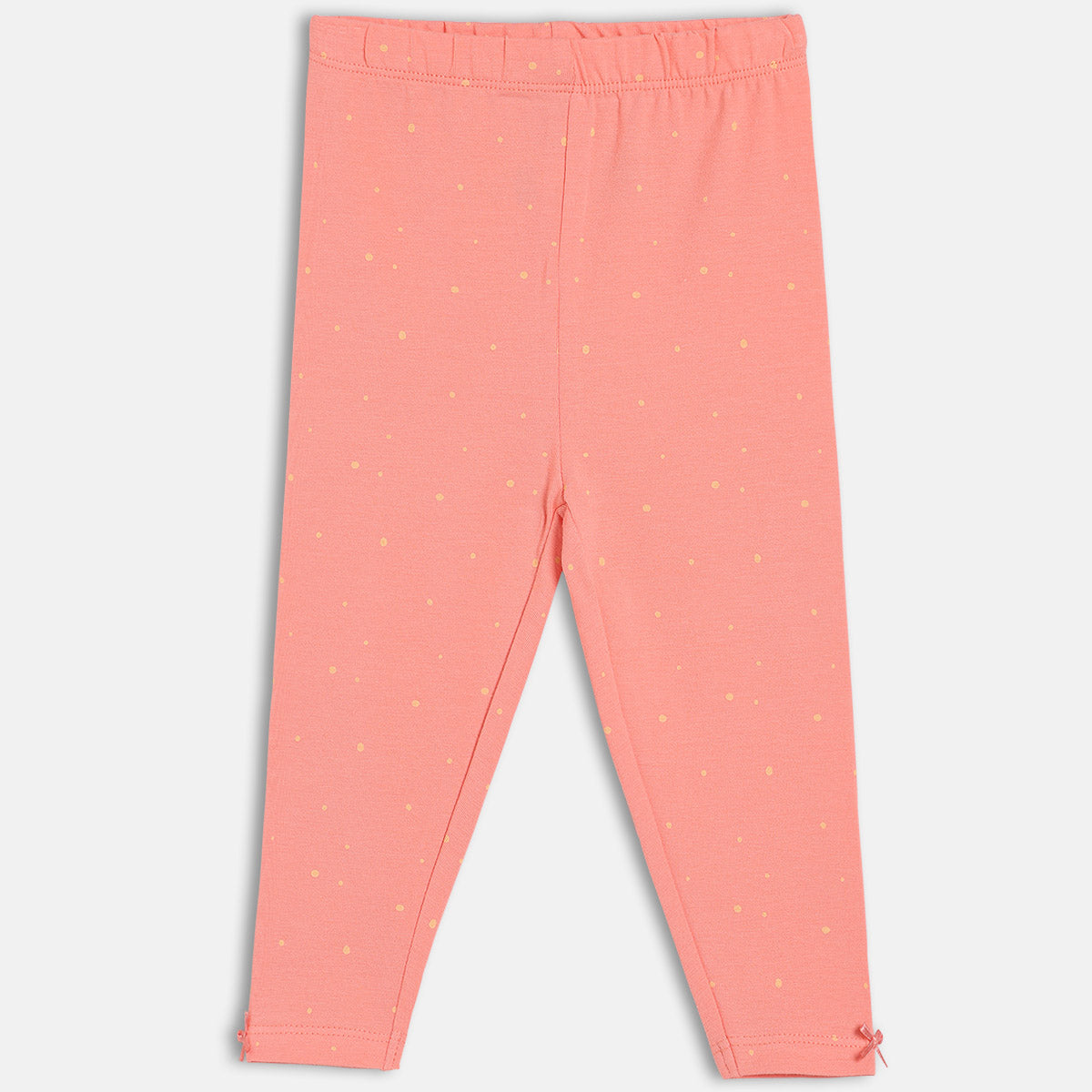 Girls Yellow/Peach Elasticated Full Length Leggings