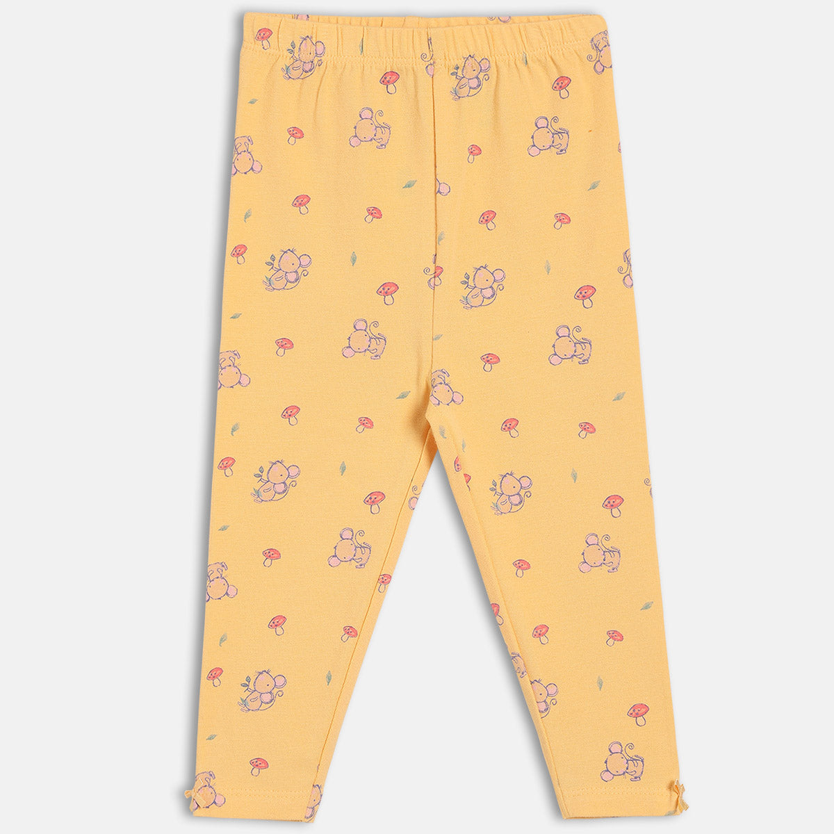 Girls Yellow/Peach Elasticated Full Length Leggings