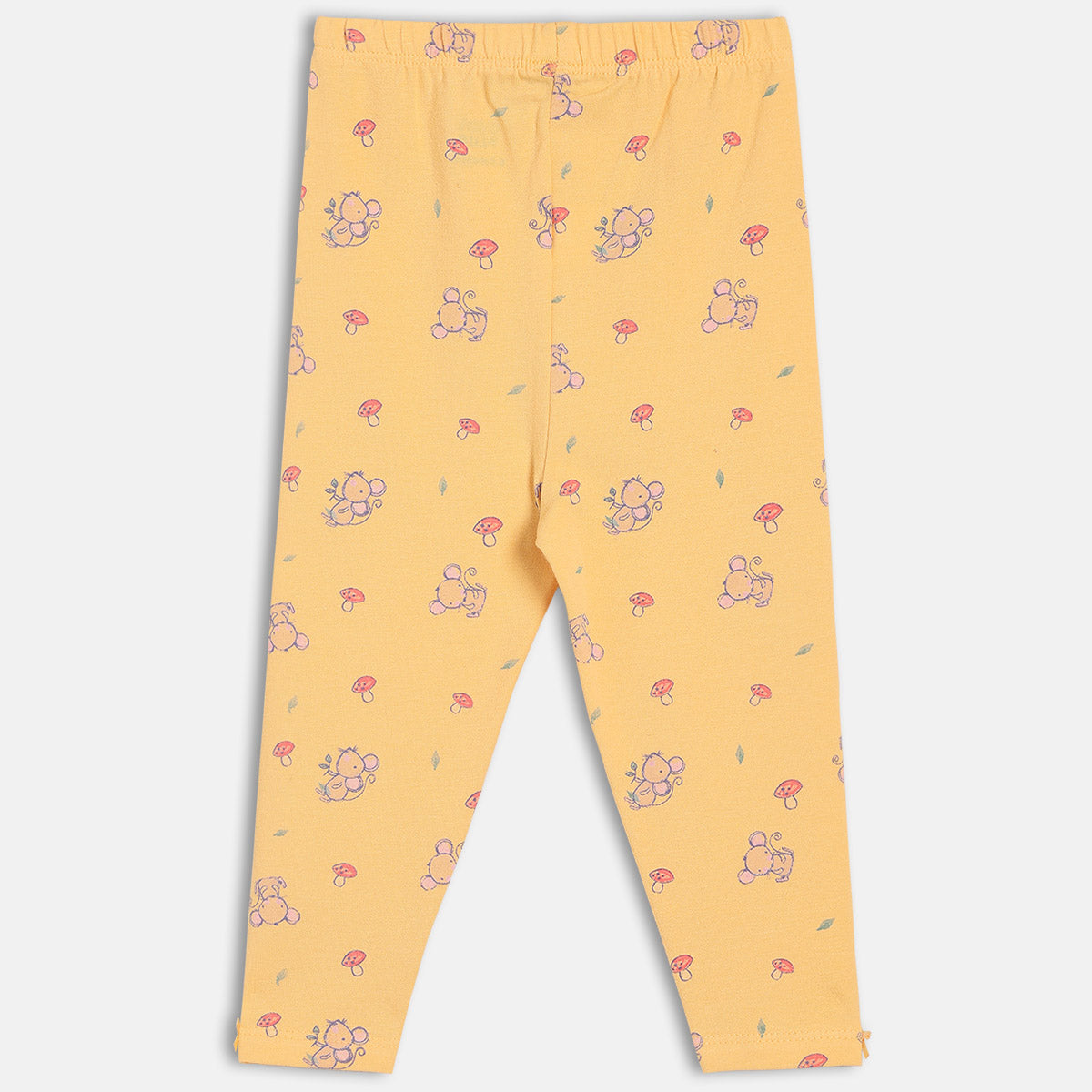 Girls Yellow/Peach Elasticated Full Length Leggings