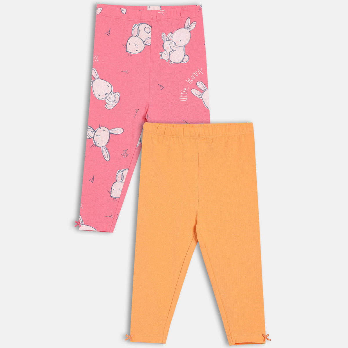 Girls Pink/Orange Elasticated Full Length Leggings