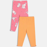 Girls Pink/Orange Elasticated Full Length Leggings