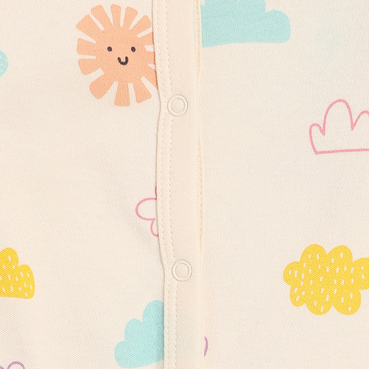 Girls Cotton Pack Of 2 Full Sleeves Clouds Printed Rompers - Pink