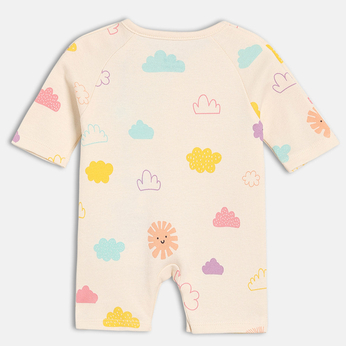 Multi/Pink Newborn Girls Round Neck Full Length Romper