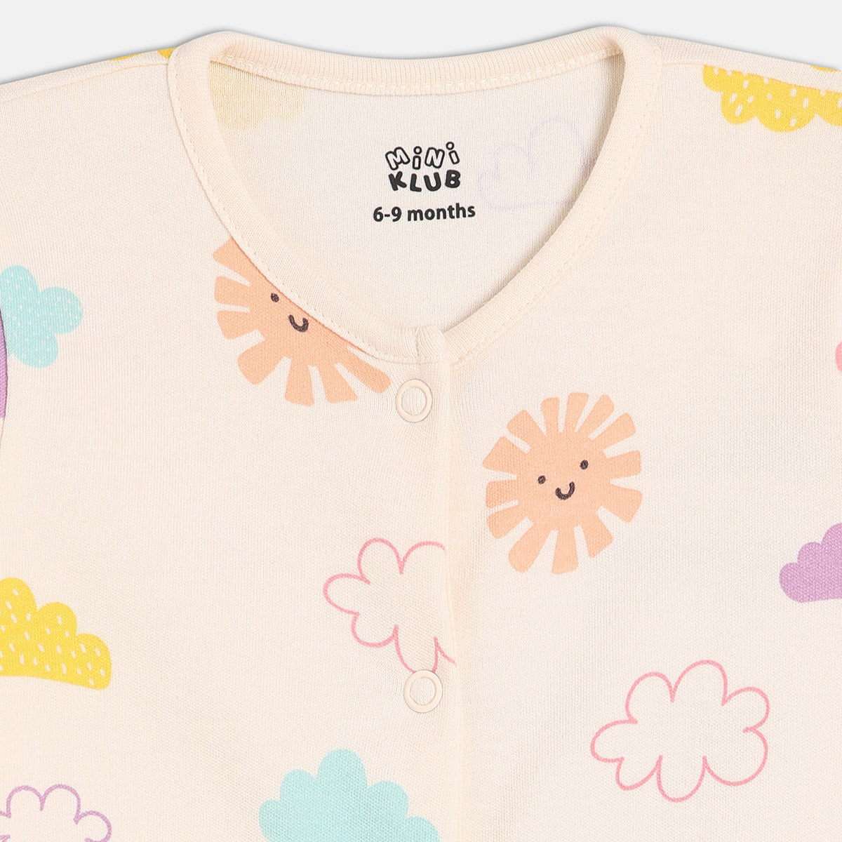 Girls Cotton Pack Of 2 Full Sleeves Clouds Printed Rompers - Multicolor