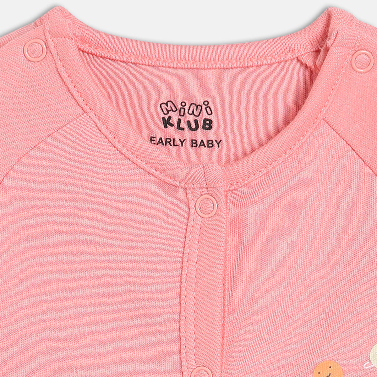 Multi/Pink Newborn Girls Round Neck Full Length Romper
