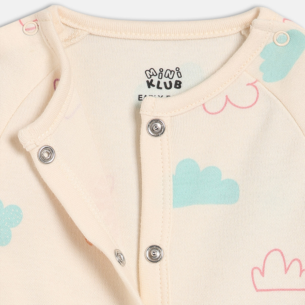Multi/Pink Newborn Girls Round Neck Full Length Romper