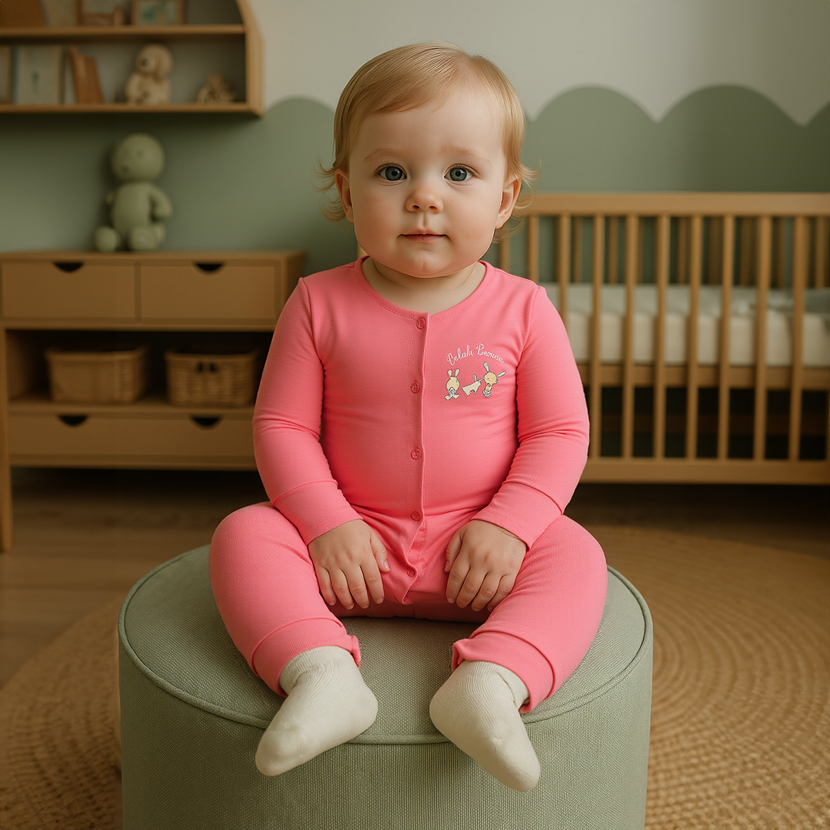 Blue/Pink Newborn Girls Round Neck Full Length Romper