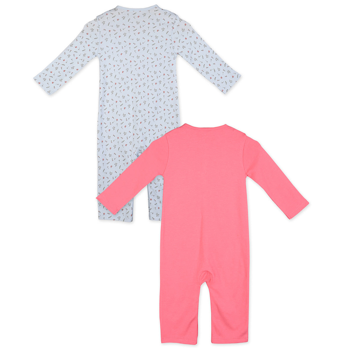 Blue/Pink Newborn Girls Round Neck Full Length Romper