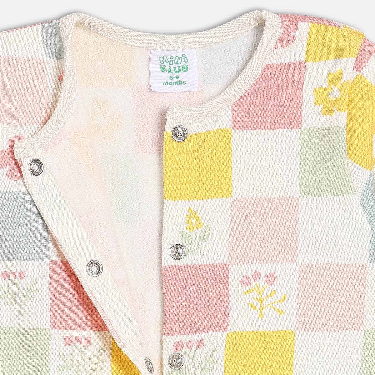 Peach/Yellow Newborn Girls Round Neck Full Length Romper
