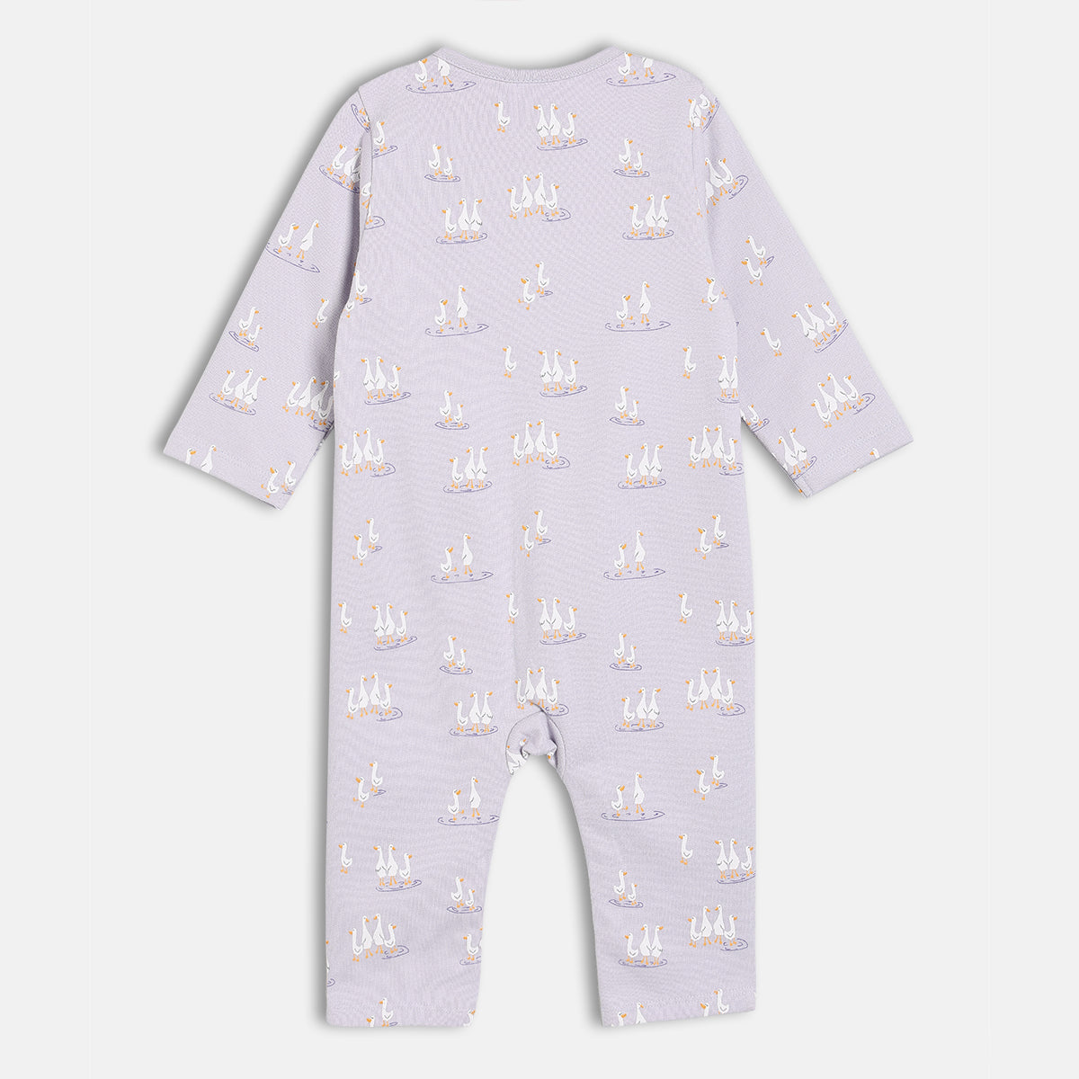 Purple/White Newborn Girls Round Neck Full Length Romper
