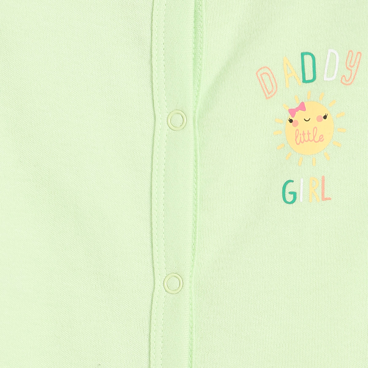 Girls Cotton Pack Of 2 Full Sleeves Typography & Hot Air Balloon Printed Sleepsuits - Green & Yellow